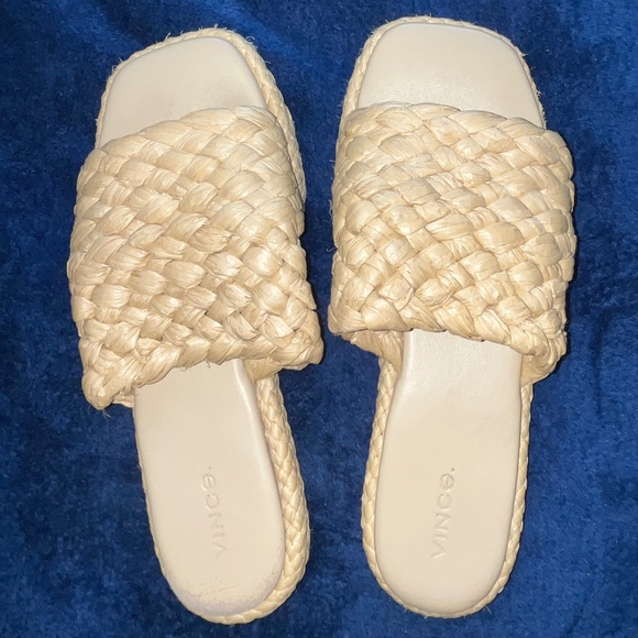 Vince Rami Woven Natural Raffia slides - Picture 1 of 2